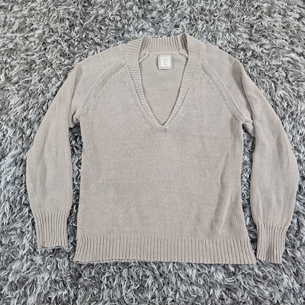 Old Navy Womens XXL Beige V-Neck Shaker Knit Cotton Blend Raglan Sweater 3526